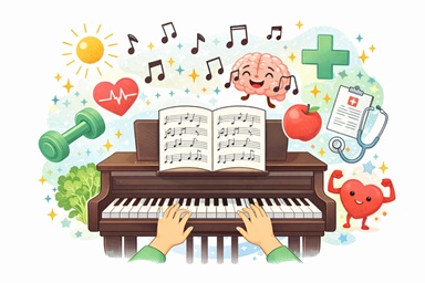 ピアノの健康効果のイラスト