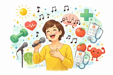 歌うことの健康効果のイラスト